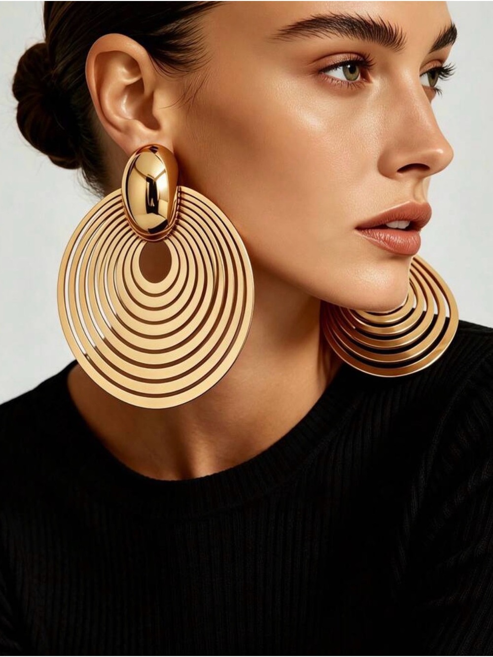 Oversized Gold Spiral Statement Earrings